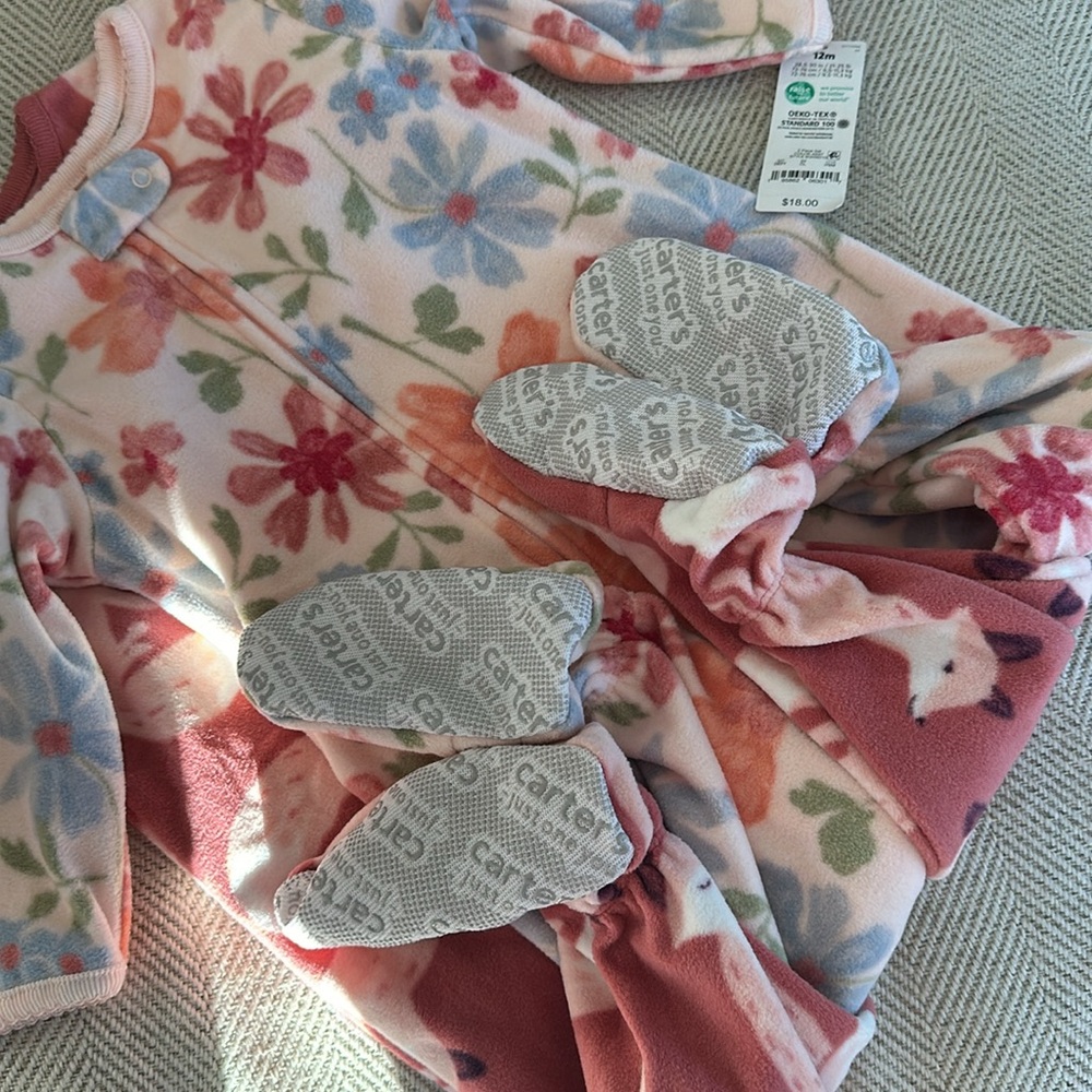 Never worn with tag Carter fuzzy pjs for babygirl